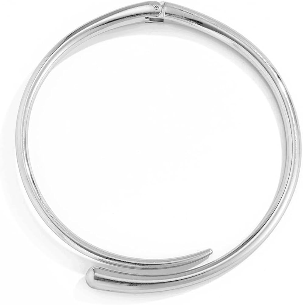 Mrotrida Women's Thick Chunky Metal Spring Open Necklace Creative Punk Geometric Smooth Metal Wat... | Amazon (US)