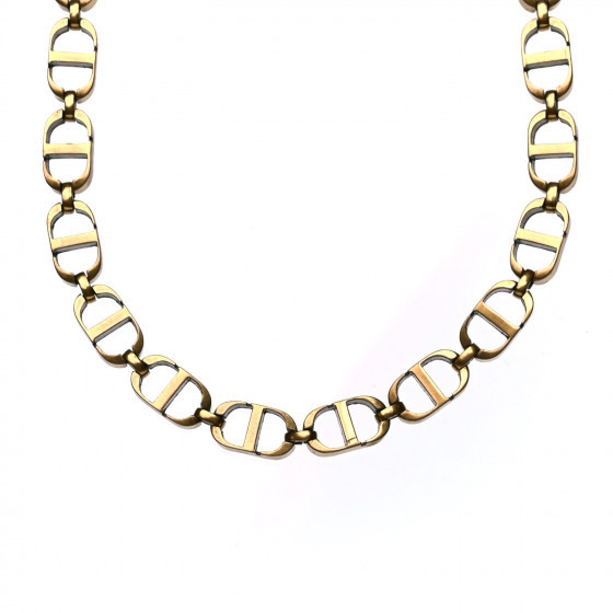 CHRISTIAN DIOR Metal CD Choker Necklace Aged Gold | FASHIONPHILE | FASHIONPHILE (US)