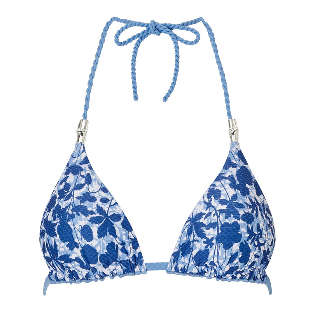 Heidi Klein Blue Tuscany Reversibe Triangle Bikini Top - Size M | BrandAlley