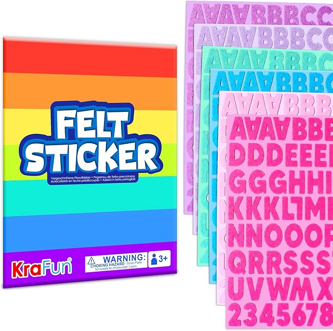 KRAFUN Felt Sticker Kit for Beginner Young Girls and Kids Arts & Crafts, Pack of 500+ Assorted Sc... | Amazon (US)