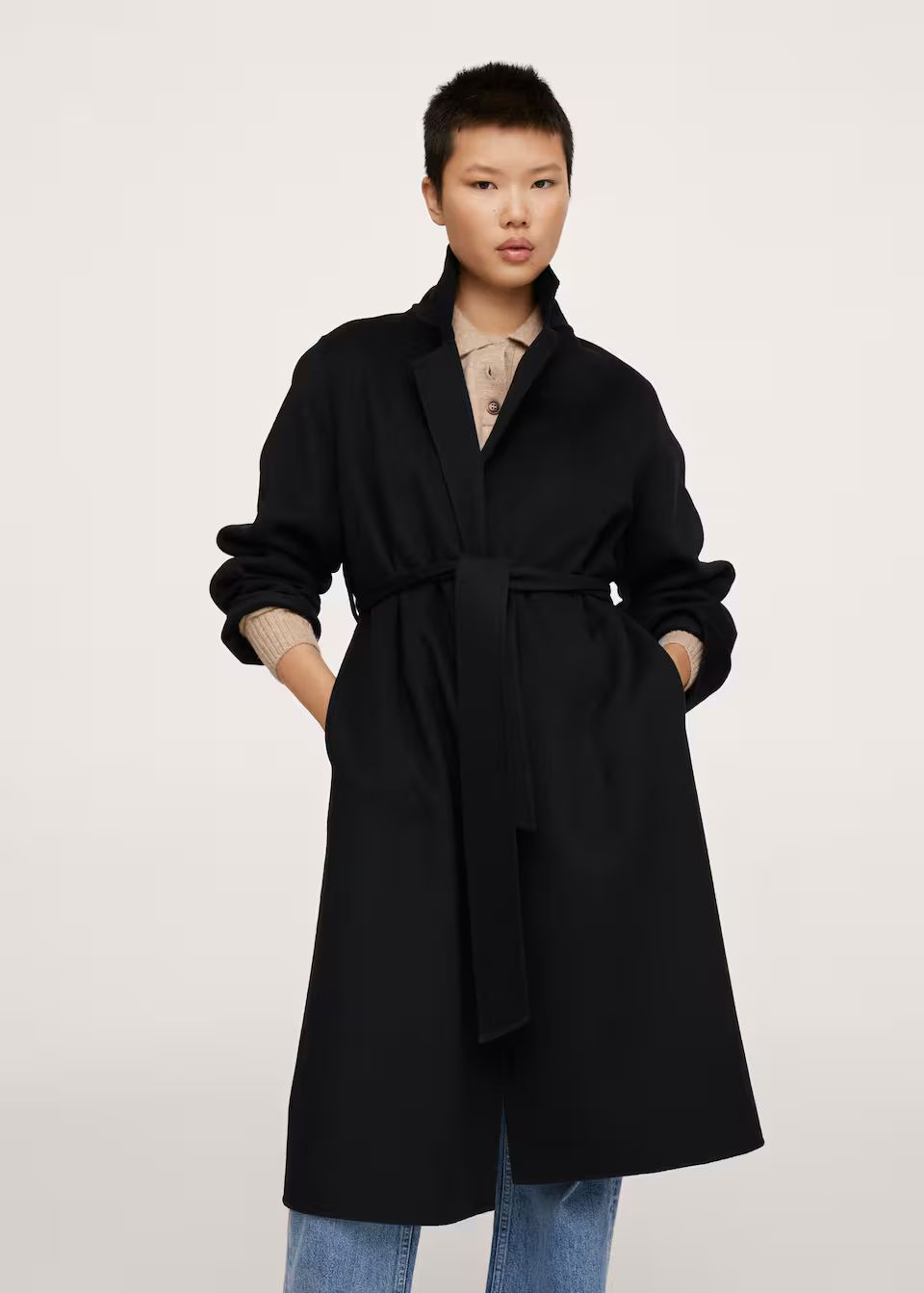 Woolen coat with belt | MANGO (US)