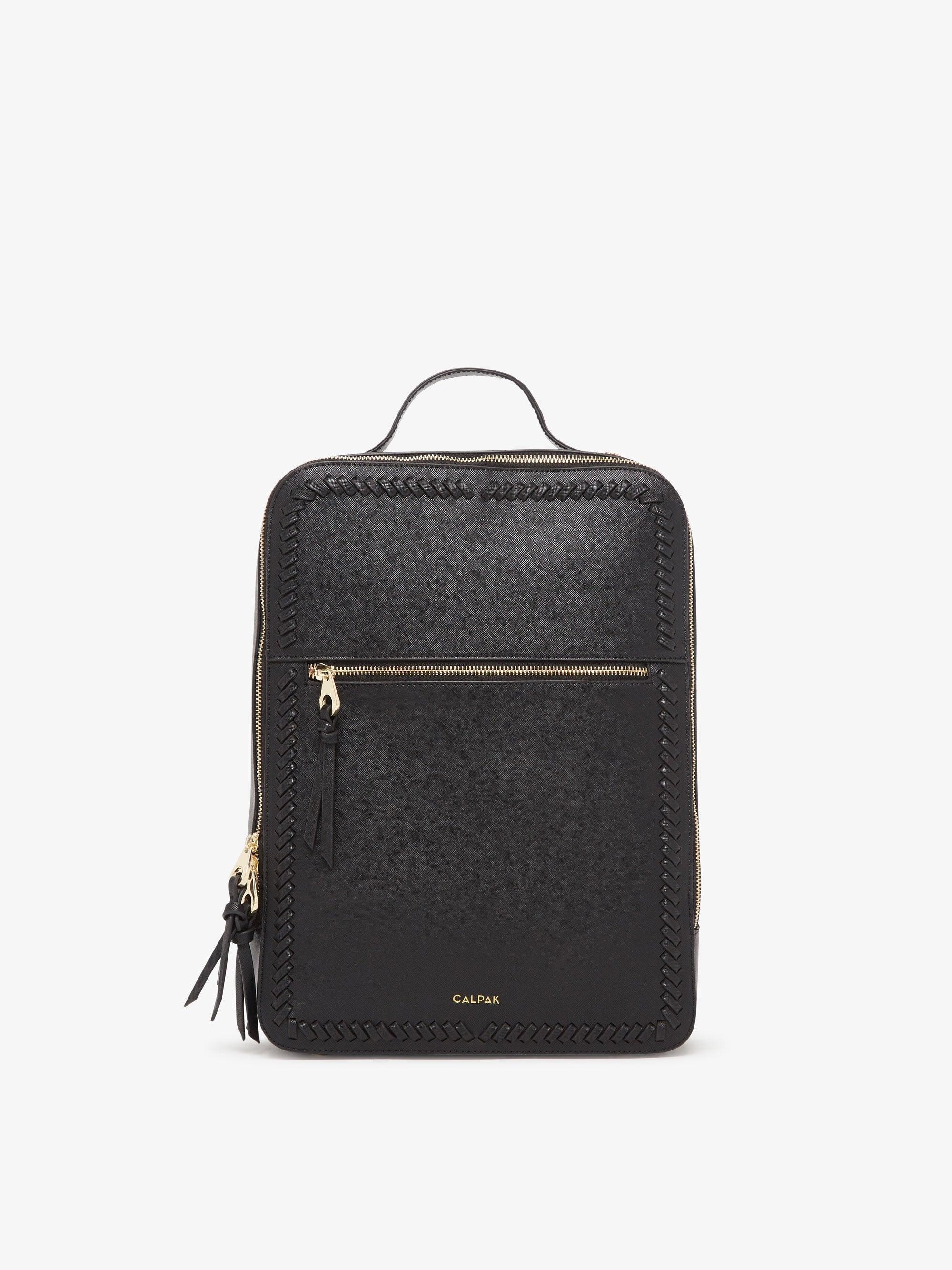 CALPAK Kaya 15 inch Laptop Backpack in Black | Work Bag | Faux Leather | CALPAK