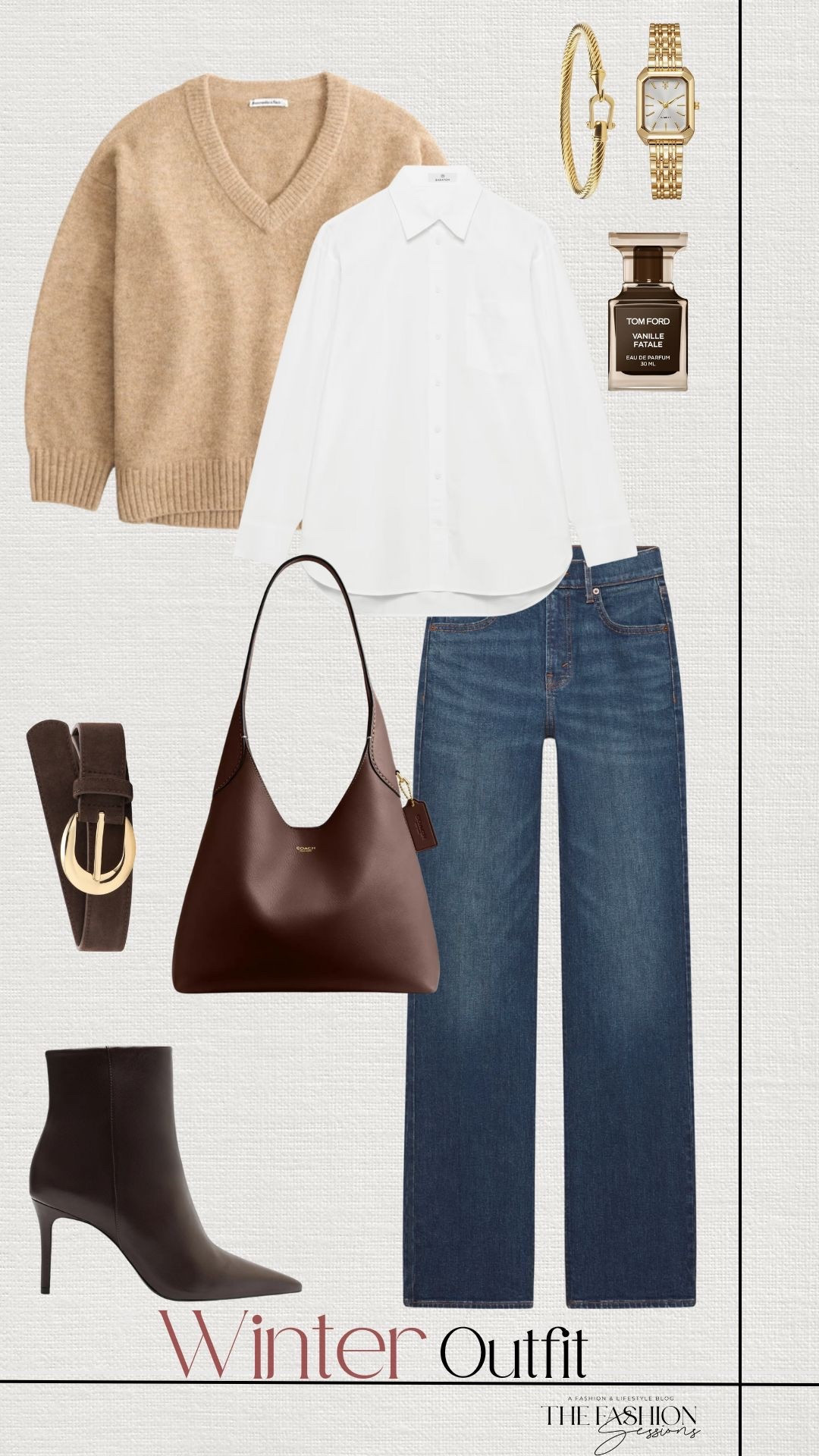 Winter Outfit | V Neck Sweater | White Button Down | Denim Jeans | Ankle Boots 

#LTKSeasonal #LTKootd