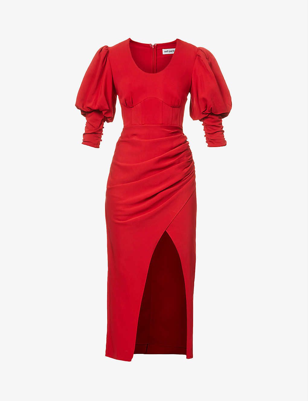 Side-split stretch-crepe midi dress | Selfridges