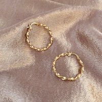 Gold Twisted Hoops, Vintage Inspired Boho Round Hoop Earrings, Dainty Classic Minimalist Creoles Gif | Etsy (US)