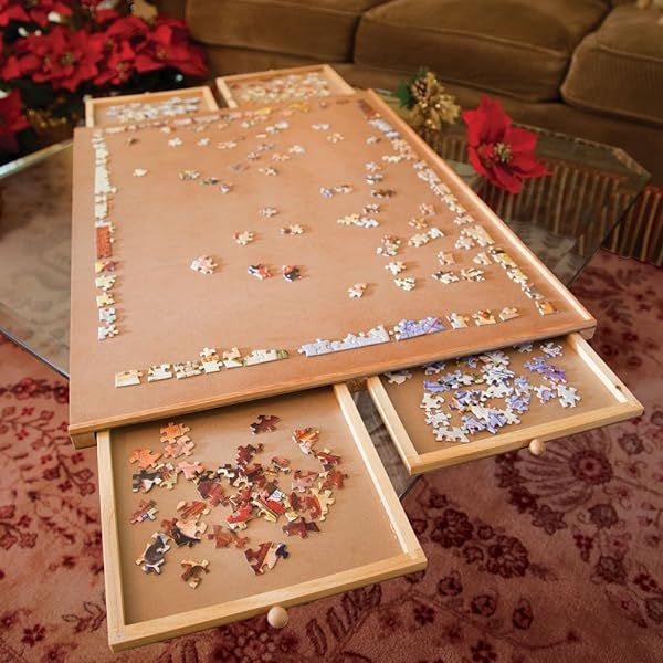 Jumbl 1500-Piece Puzzle Board | 27” x 35” Wooden Jigsaw Puzzle Table with 6 Removable Storage & Sort | Amazon (US)