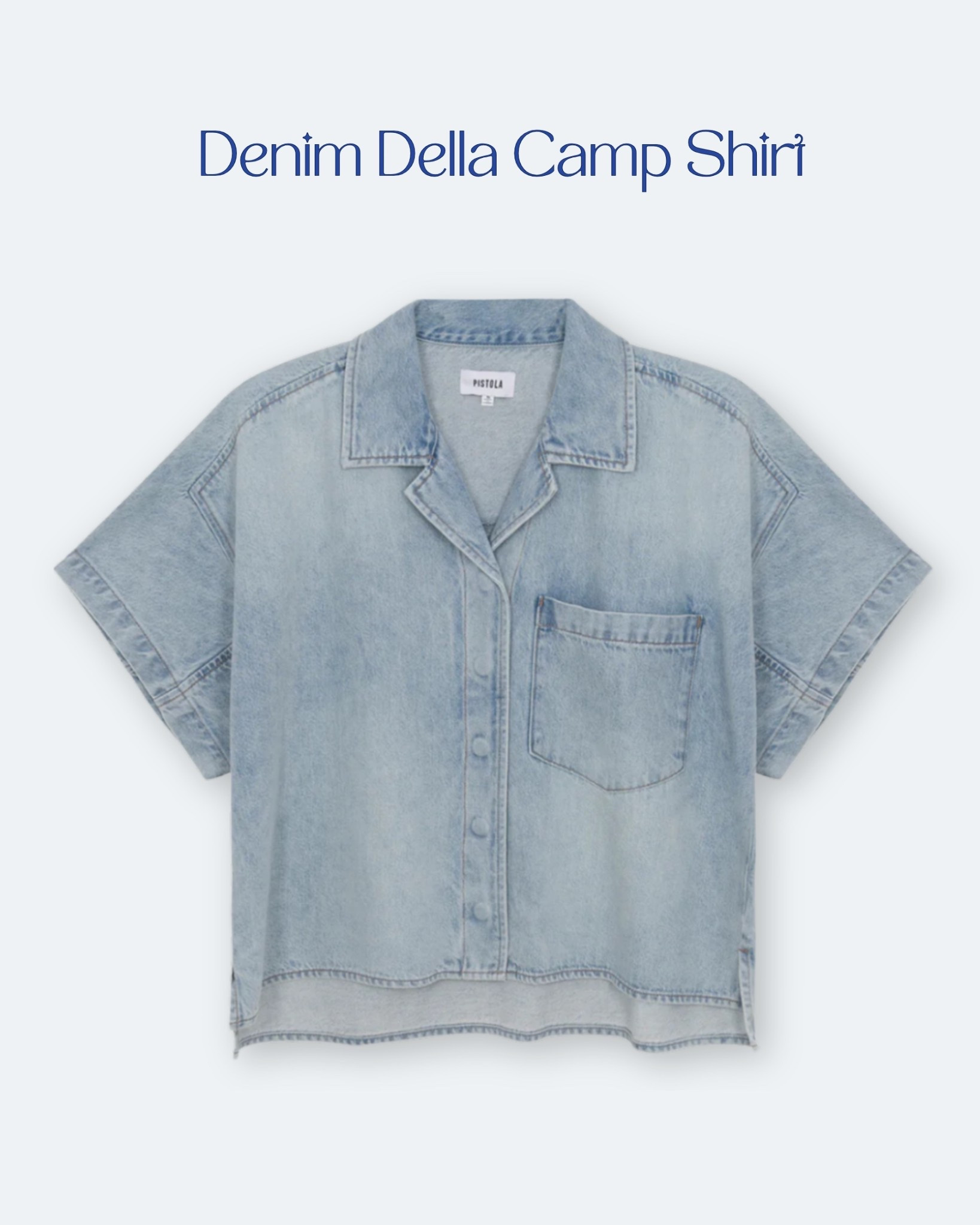 Denim short sleeve top that fits perfectly from Pistola! #denimtops