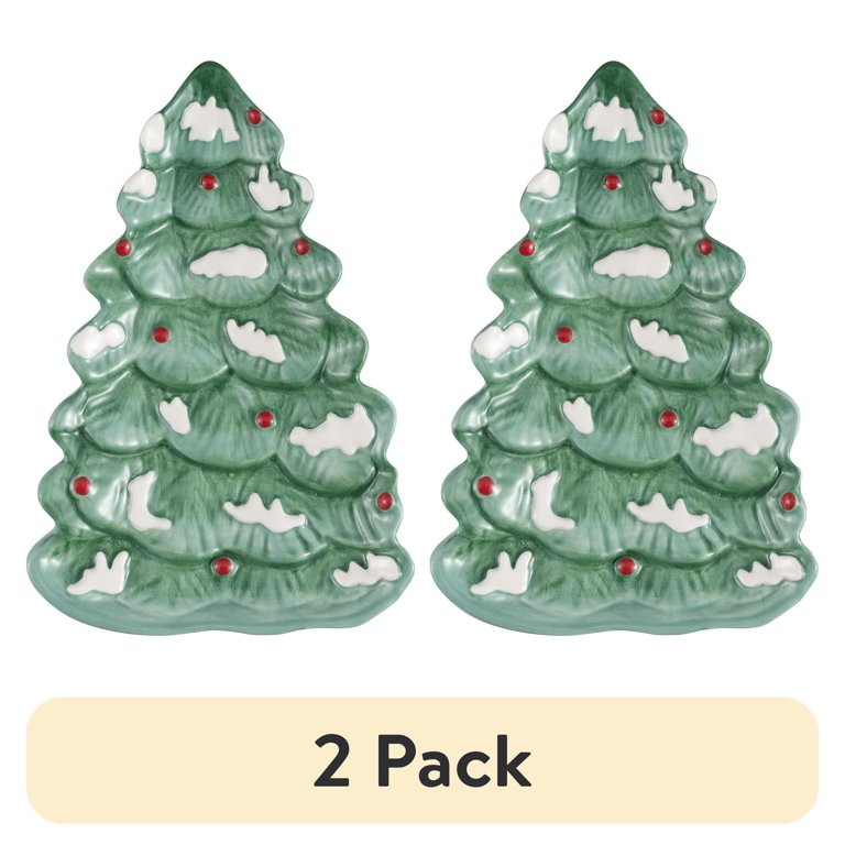 (2 pack) ay Time Multicolor Holiday Tree-Shaped Glazed Ceramic Spoon Rest | Walmart (US)