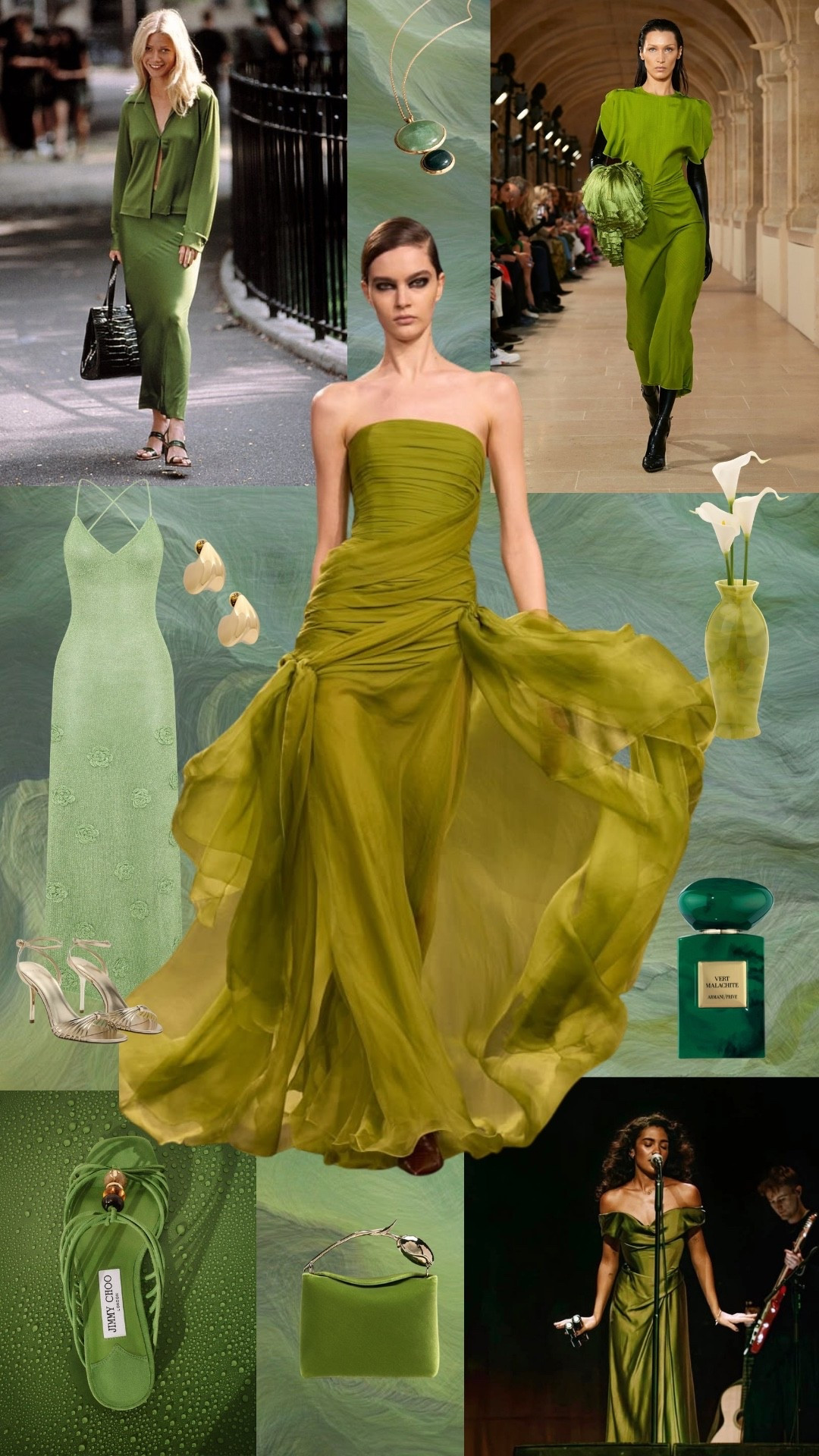 Green Mood

From soft sage to rich olive, green brings a refined richness to summer dressing. Fluid dresses, sleek accessories and tonal details make the colour feel elegant, modern and effortlessly wearable.

green, green outfit, green dress, olive green, sage green, chartreuse, tonal dressing, monochrome green, colour trend, summer style, elegant style, statement colour, green accessories, occasionwear, fashion edit, outfit inspiration