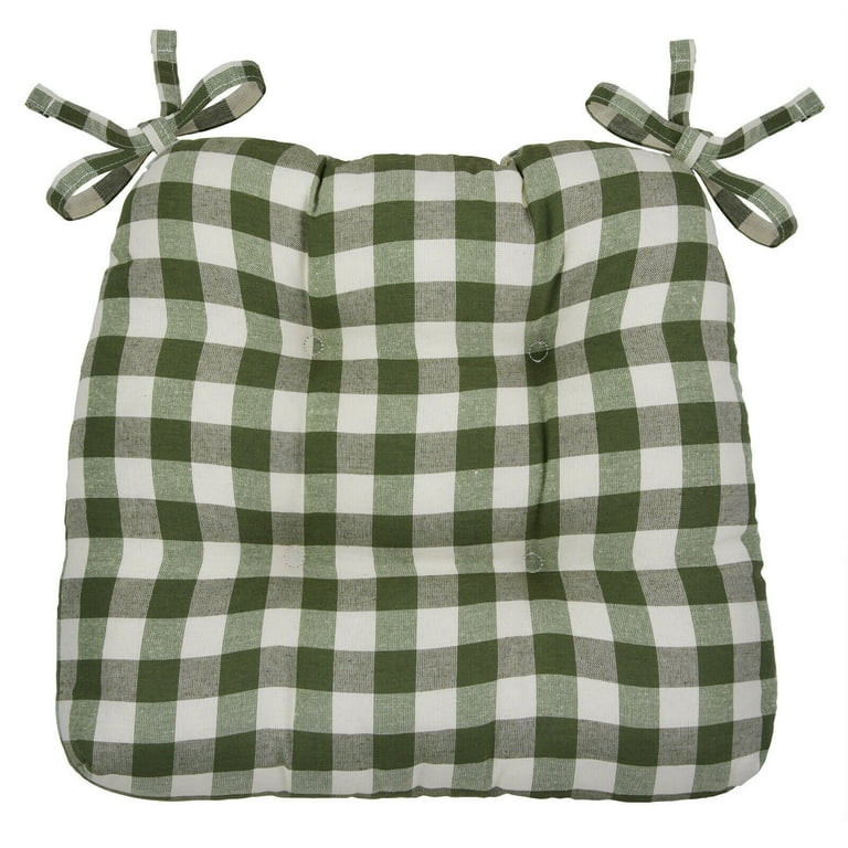 Kate Aurora Country Living Plush Gingham Plaid Checkered Country Farmhouse Chair Cushions/Pads Wi... | Walmart (US)