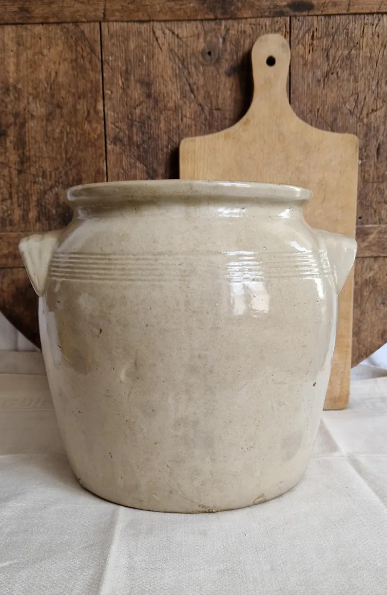 Antique Large Confit Container Pot, Digoin Stoneware, French Vintage Decor - Etsy | Etsy (Global)