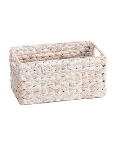 Small Havana Water Hyacinth Basket With Cut Out Handles | TJ Maxx