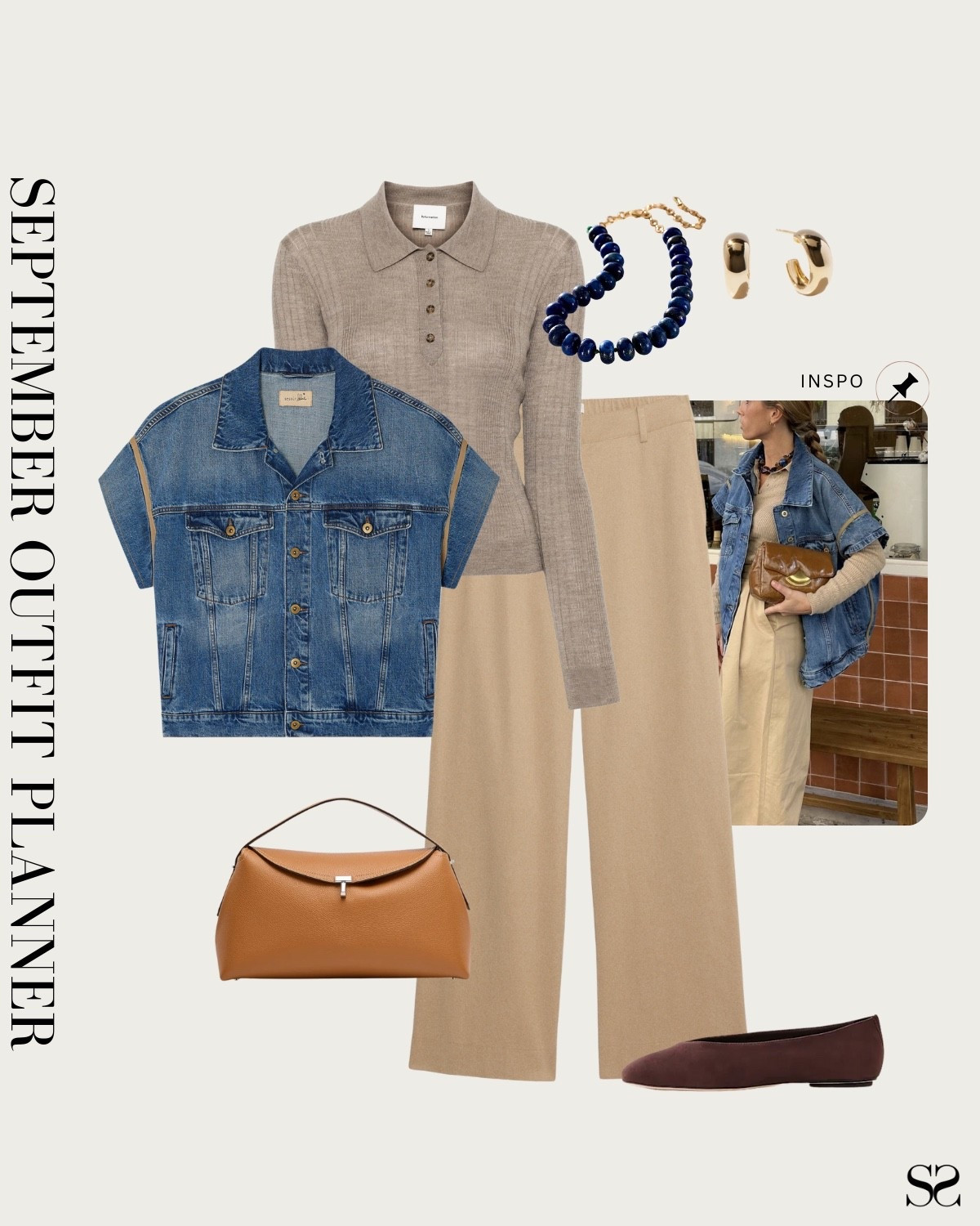Monthly outfit planner SEPTEMBER: Summer to Fall outfits | polo long sleeve tee, short sleeve denim jacket, trousers, suede flats, statement necklace 

#summertofall #transitionalstyle #falloutfit #casualstyle 

Inspo image credit: Pinterest


#LTKStyleTip