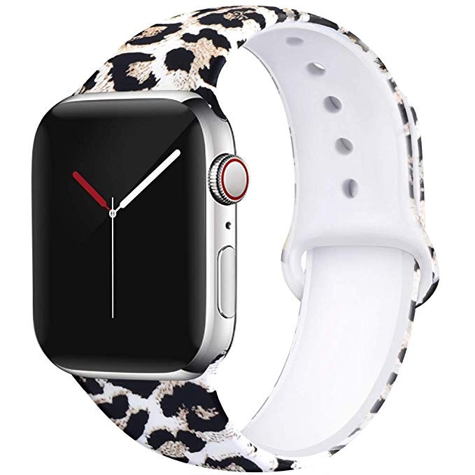 EXCHAR Compatible with Apple Watch Band Floral 40mm 38mm 44mm 42mm Women Soft Comfortable Silicon... | Amazon (US)