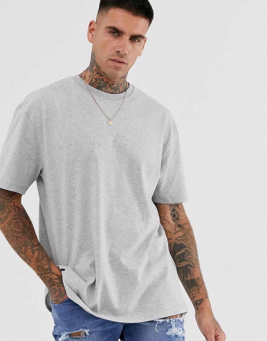 Topman oversized t-shirt in gray marl-Grey | ASOS (Global)