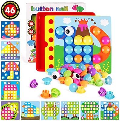 AMOSTING Color Matching Mosaic Pegboard Early Learning Educational Toys for Boys & Girls | Amazon (US)