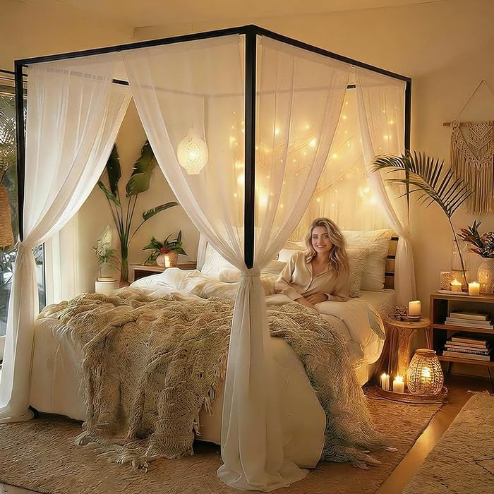 YITAHOME Canopy Bed Frame Metal Four Posters 14 Inch Platform with Built-in Headboard Strong Meta... | Amazon (US)