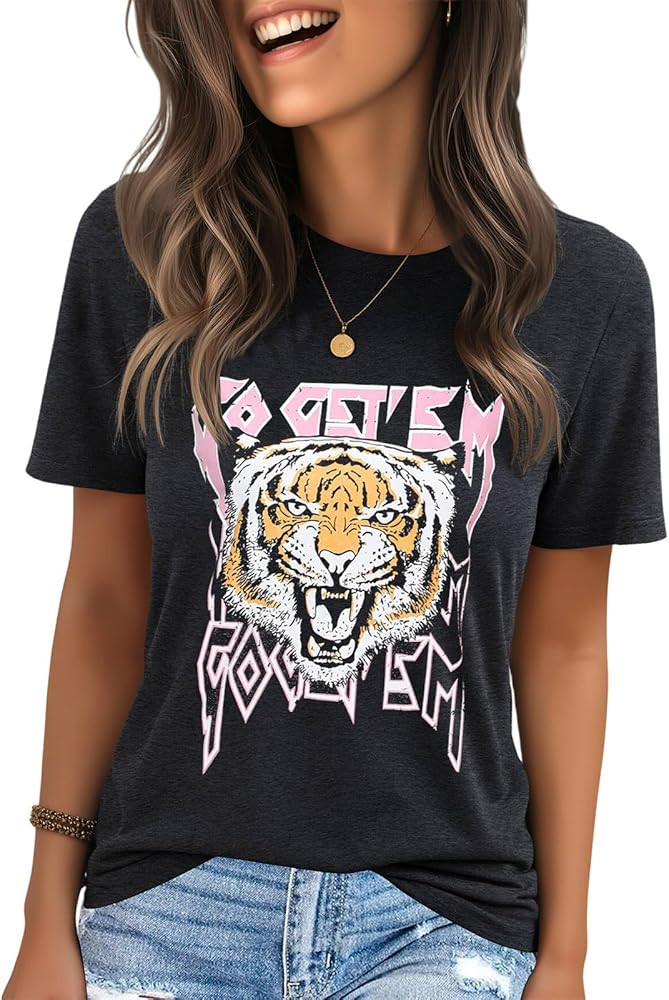 IRISGOD Womens Graphic Tees Casual Summer Short Sleeve Vintage T Shirts Tops | Amazon (US)