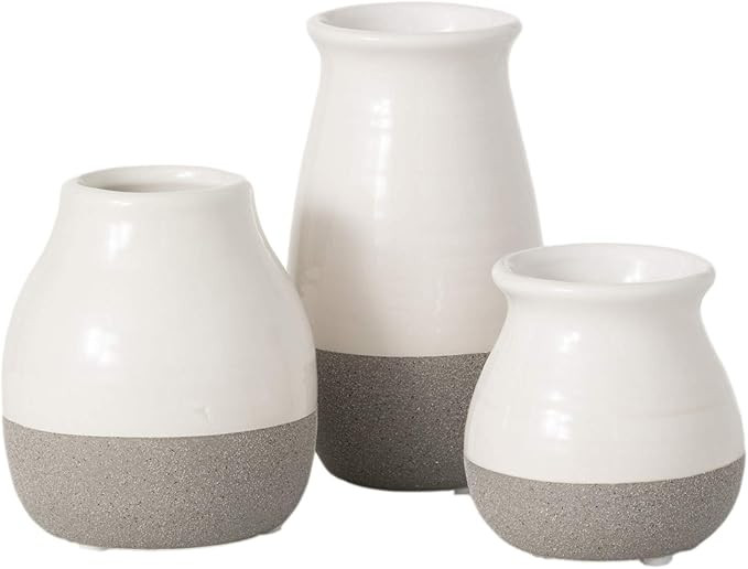 Sullivans Small White Ceramic Vase Set, Rustic White Home Decor, Great for Centerpieces, Kitchen,... | Amazon (US)