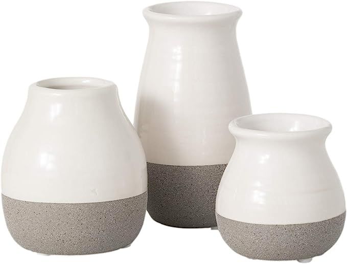 Sullivans Small White Ceramic Vase Set, Rustic White Home Decor, Great for Centerpieces, Kitchen,... | Amazon (US)