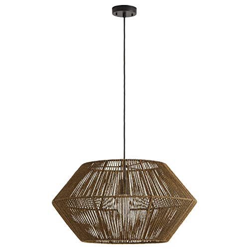 Amazon Brand – Rivet Rustic Natural Material Construction Pendant Light with Bulb, 60"H, Brown | Amazon (US)