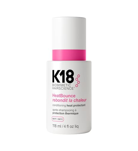 K18 HeatBounce Conditioning Heat Protectant Spray, Lightweight Leave-In Conditioner + 450℉ (232°C) Heat Protection, Soften, Smooth + Detangle All Hair Types, 4 Fl Oz Liq | Amazon (US)