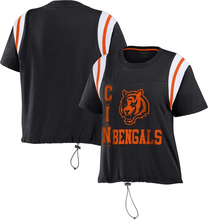 Women's WEAR by Erin Andrews Black Cincinnati Bengals Cinched Colorblock T-Shirt | Nordstrom