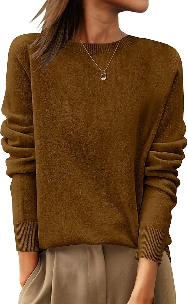 ANRABESS Womens 100% Wool Sweaters Crewneck Long Sleeve Work Business Casual Basic Sweater Tops 2... | Amazon (US)