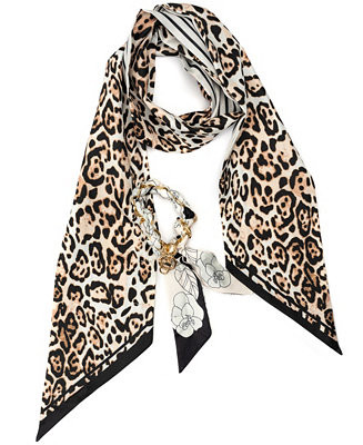 Leopard Striped Twilly Scarf Set | Macy's