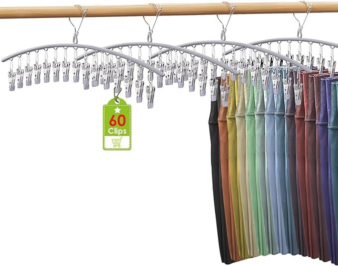 Legging Organizer for Closet，Feverdes Metal Pants Hangers with Rubber Coated with Clips Hold Le... | Amazon (US)