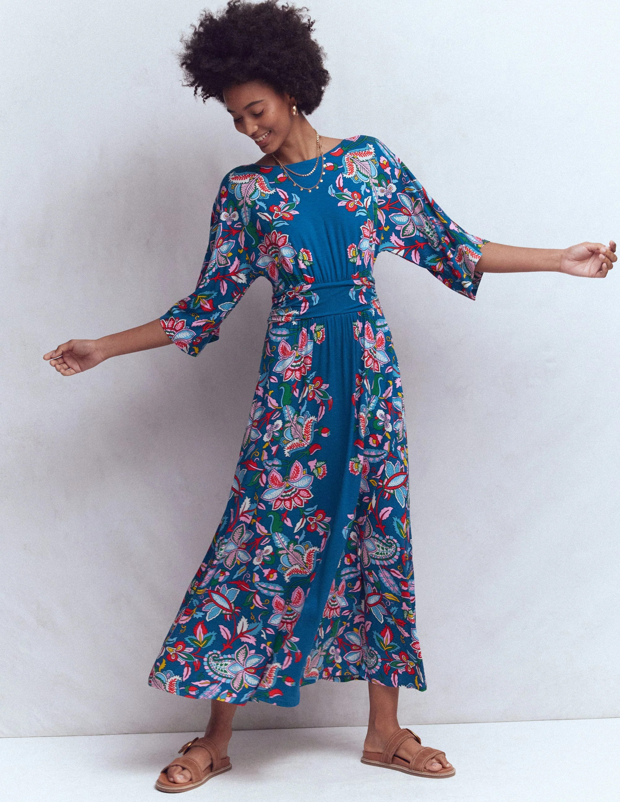 Boden Women's Imelda Kimono Jersey Dress in Blue | Size 8 | Boden (US)
