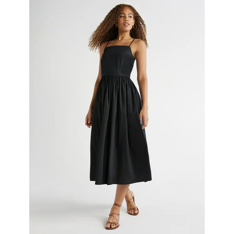 Free Assembly Women's Sleeveless Square Neck Midi Dress, Sizes XS-XXL | Walmart (US)