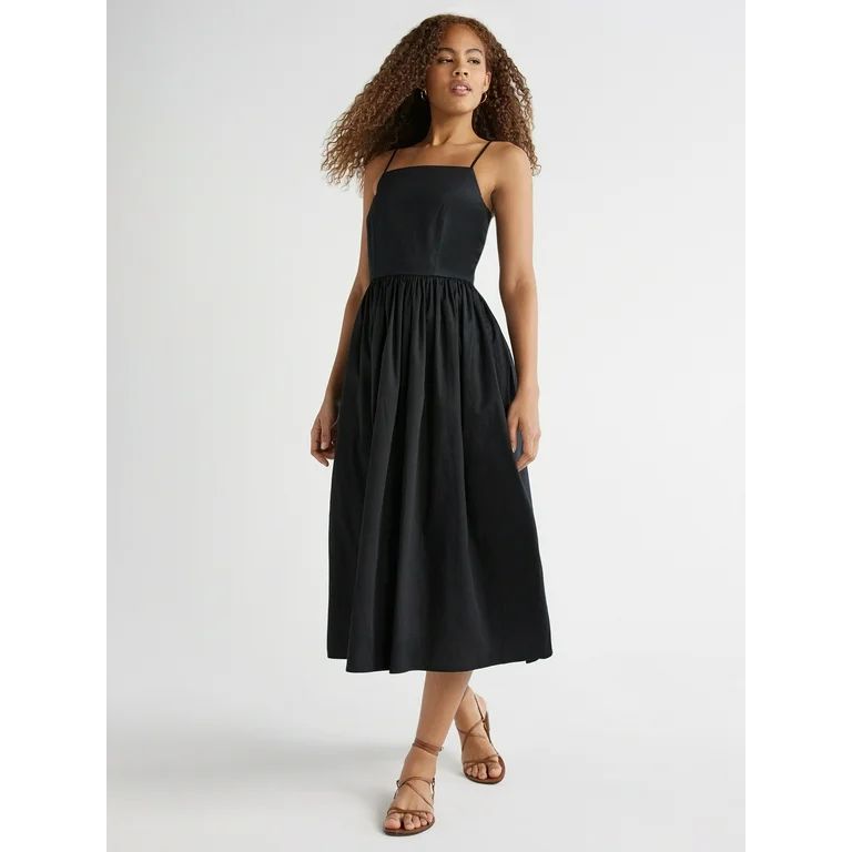 Free Assembly Women's Sleeveless Square Neck Midi Dress, Sizes XS-XXL - Walmart.com | Walmart (US)