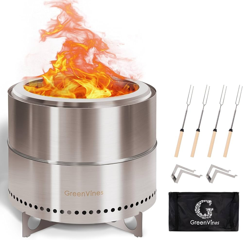 GreenVines Smokeless-Fire-Pit | 19-Inch | 304 Stainless-Steel-Firepit | Portable Outdoor Pits wit... | Amazon (US)