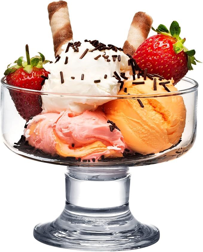 Crystalia Small Glass Ice Cream Bowl Set, Glass Dessert Cups for Trifle Parfait Sundae and Nuts, ... | Amazon (US)