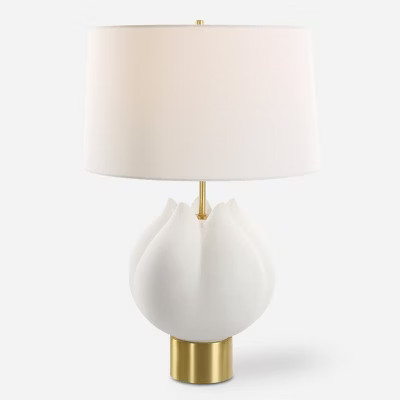 Uttermost 30257-1 In Bloom White Table Lamp with Porcelain Body and Brass Accents | Target