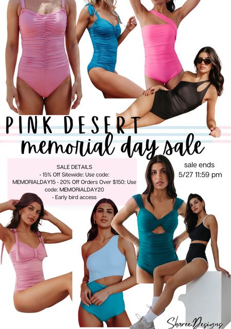 Pink desert is having a Memorial Day sale! See graphic for details  

#LTKStyleTip #LTKSaleAlert #LTKSwim