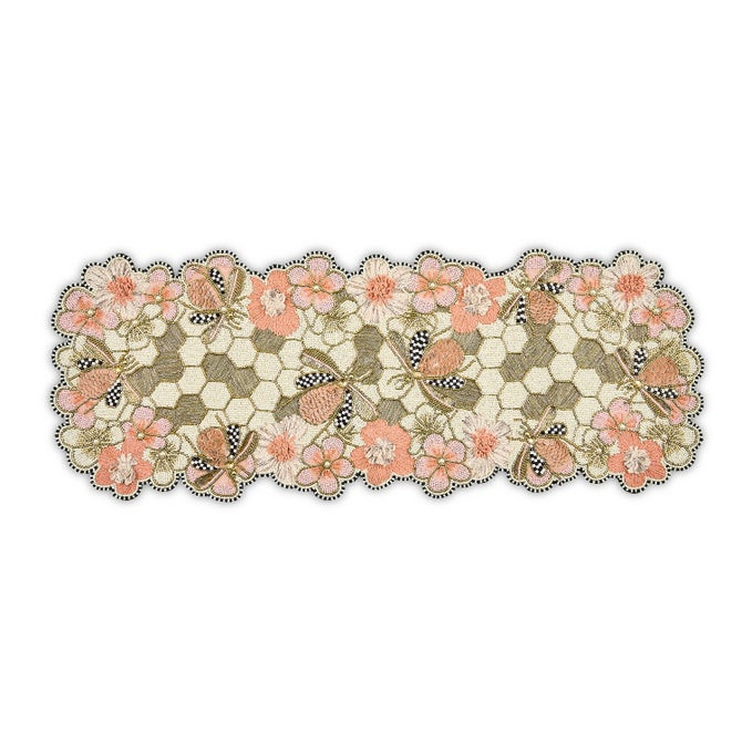 Cherry Blossom Bee Beaded Table Runner | MacKenzie-Childs