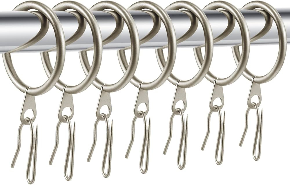 Hotop 30 Pcs Metal Drapery Curtain Rings 0.98/1.26/1.65 inch Interior Diameter and 30 Pcs Hanging... | Amazon (US)