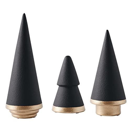 KiaoTime Halloween Simple Elegant Ceramic Christmas Tree Tabletop Counter Centerpiece Mantel Shelf Home Decor Accents Xmas Christmas Tree Decoration Ornament, Black Color(Complete Set of 3 (Black)) | Amazon (US)