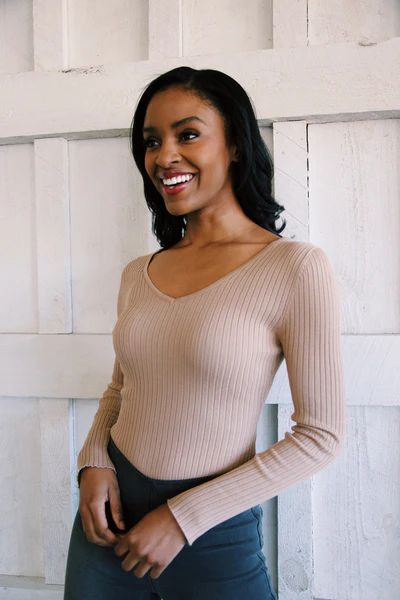Calling Your Name Rib Knit Bodysuit, Taupe | North & Main Clothing Company