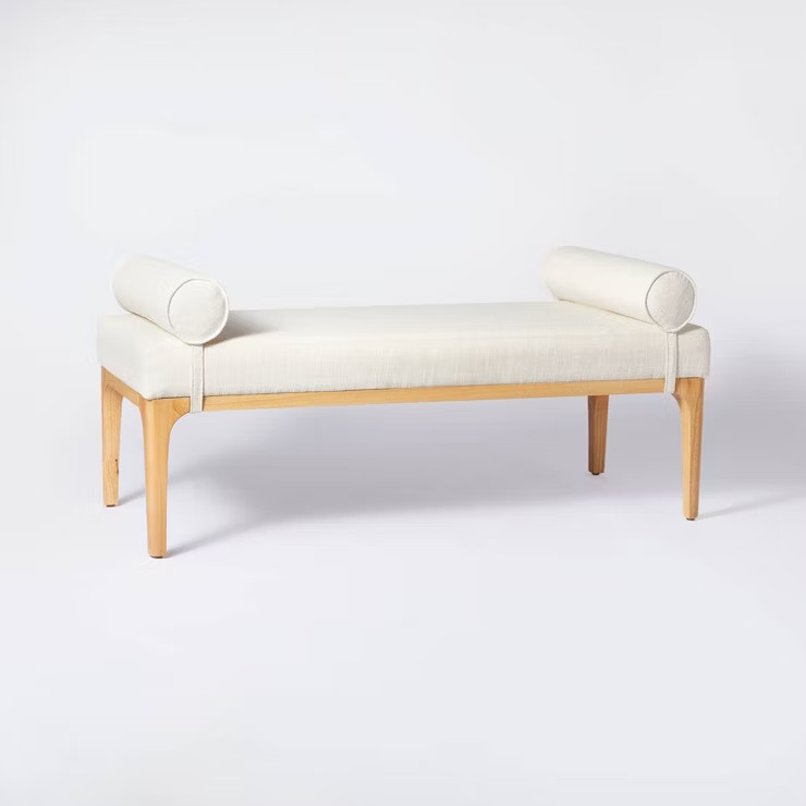 Randolph Bench with Bolster Pillows Linen - Threshold™ designed with Studio McGee | Target