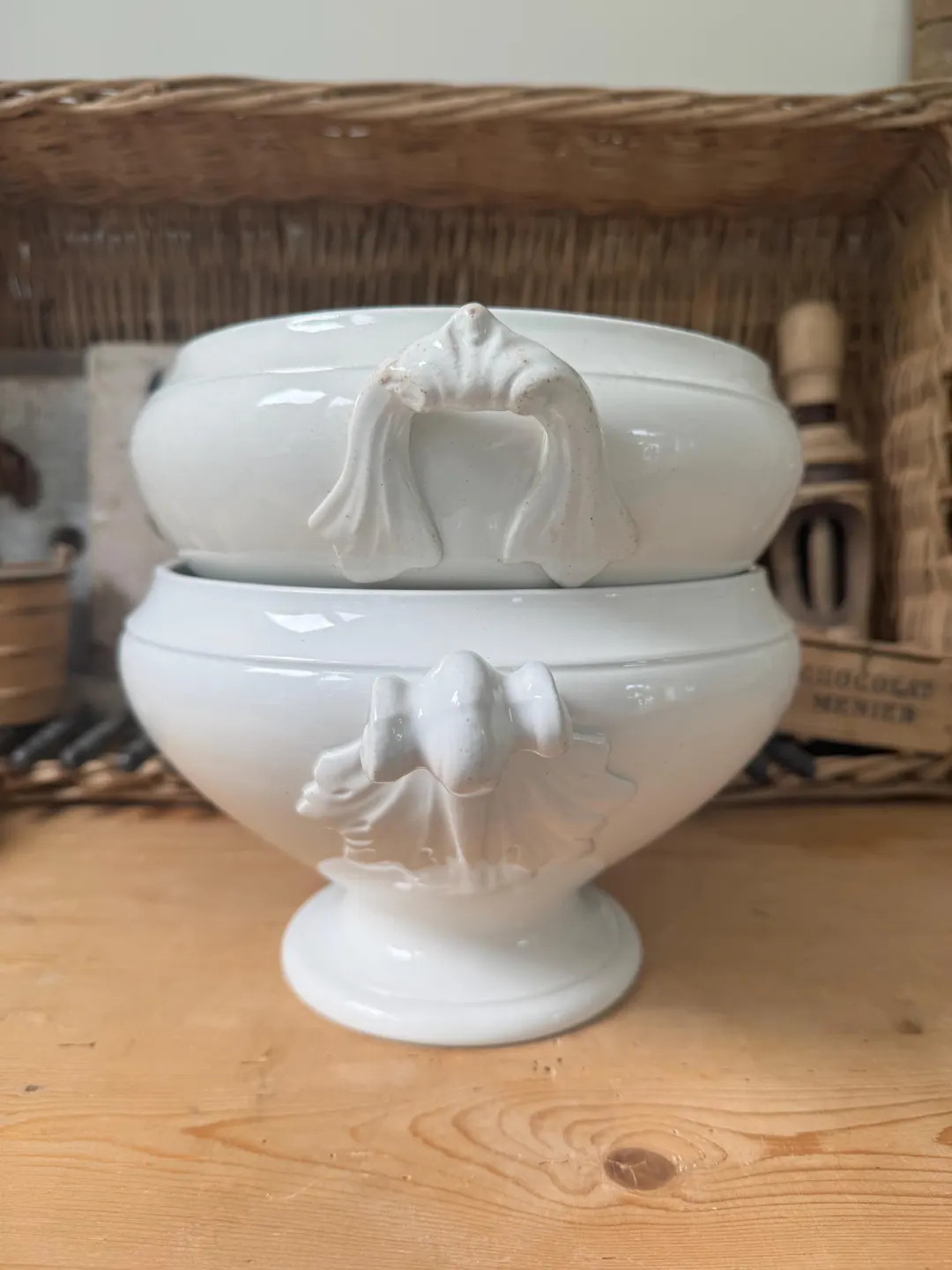 Antique 19th Century French Ironstone Tureen | Terre De Fer | Footed White Tureen With Lid & Scro... | Etsy (US)