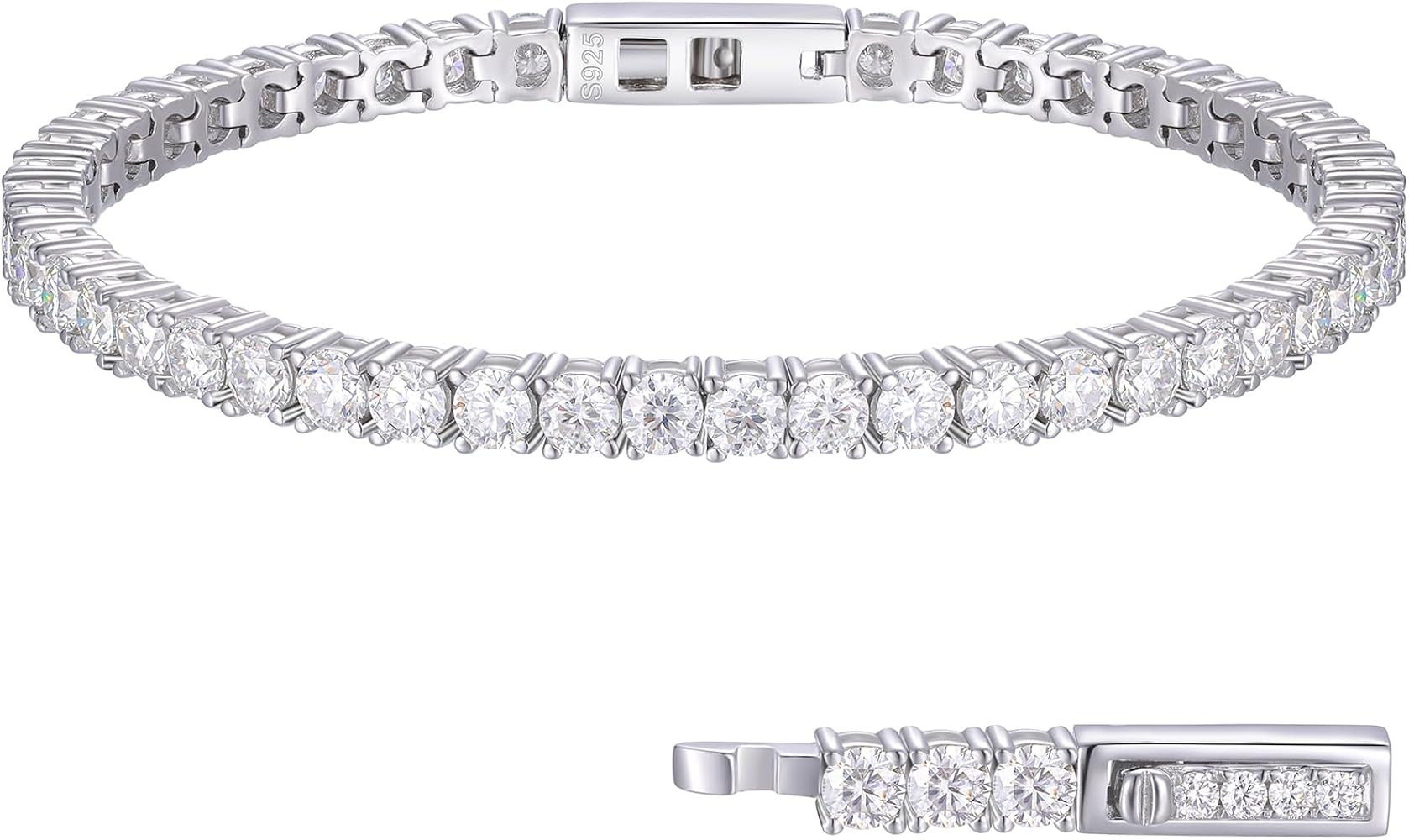 Moissanite Bracelet for Women Men 2/3/4/5MM(2.11-21.0CT) Moissanite Tennis Bracelet 18K Gold Plat... | Amazon (US)