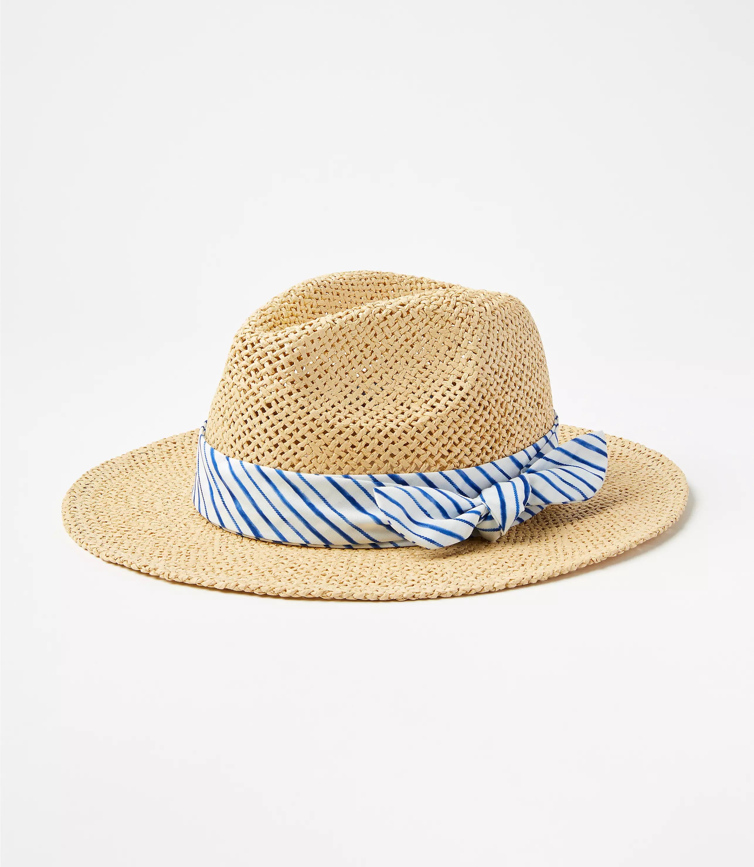 Striped Bow Straw Fedora | LOFT