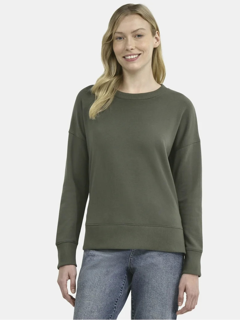 Time and Tru Women's and Women's Plus Crewneck Sweatshirt with Long Sleeves, XS-4X | Walmart (US)