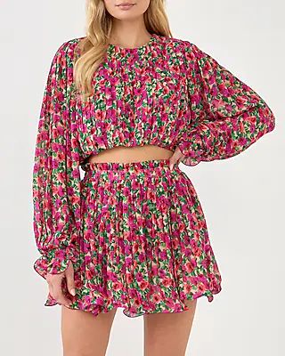 Endless Rose Floral Pleated Bubbled Top | Express