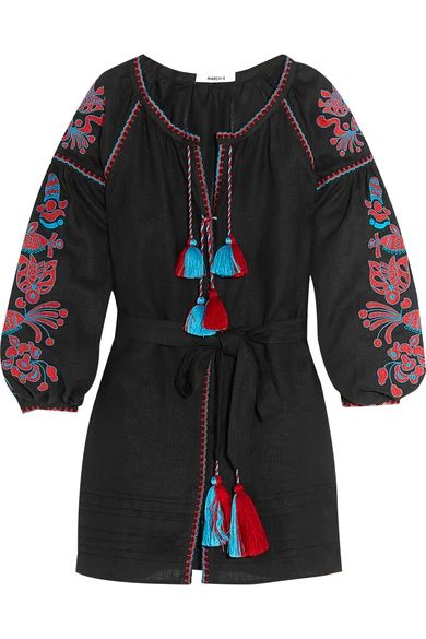 Poppy embroidered linen mini dress | NET-A-PORTER (UK & EU)