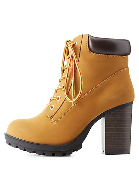 Lace-Up Lug Sole Combat Booties | Charlotte Russe