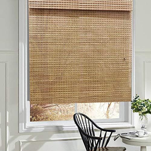 LANTIME Wood Window Roman Shades, Lined Blackout Bamboo Roman Shades Blinds, Easy Installation f... | Amazon (US)